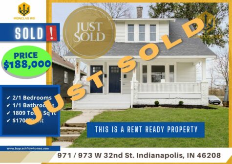 (JUST SOLD) TURNKEY DEAL : 971 / 973 W 32nd St. Indianapolis, IN 46208