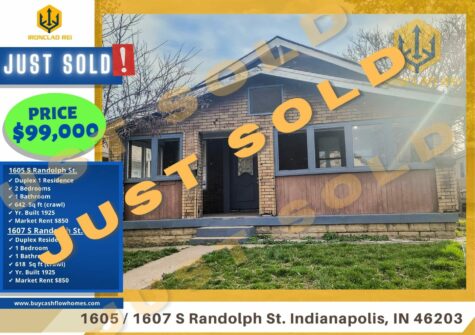 (SOLD) WHOLESALE DEAL : 1605 / 1607 S Randolph St. Indianapolis, IN 46203, USA